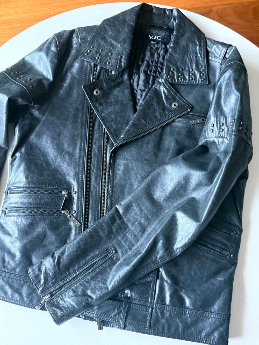 vintage VJC Versace Jeans Couture black leather biker jacket